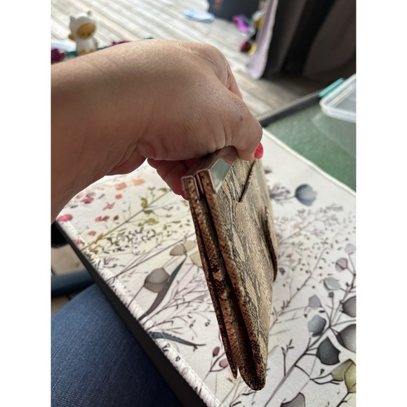 Faux Leather Brown Snakeskin Print Clutch/Wallet - Picture 8 of 10